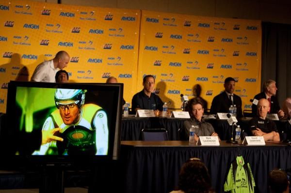 Riders and diplomats gather for the press conference today in Saramento.