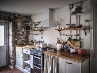 kitchen in stone cottage in wales