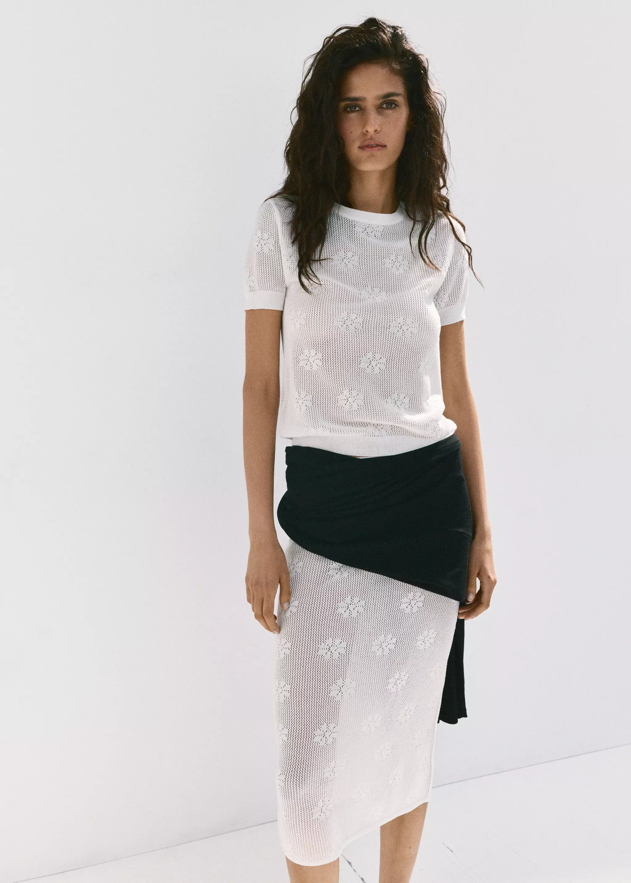 Semi-Transparent Floral Crochet Skirt - Women | Mango United Kingdom