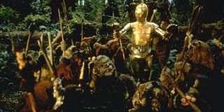 C-3PO and the Ewoks in Star Wars: Return of the Jedi
