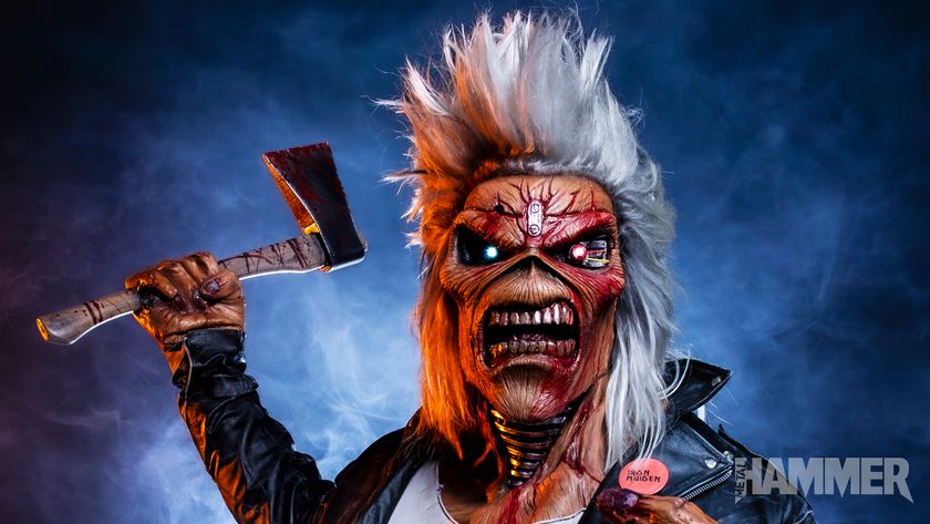 Iron Maiden mascot Eddie wielding a hatchet
