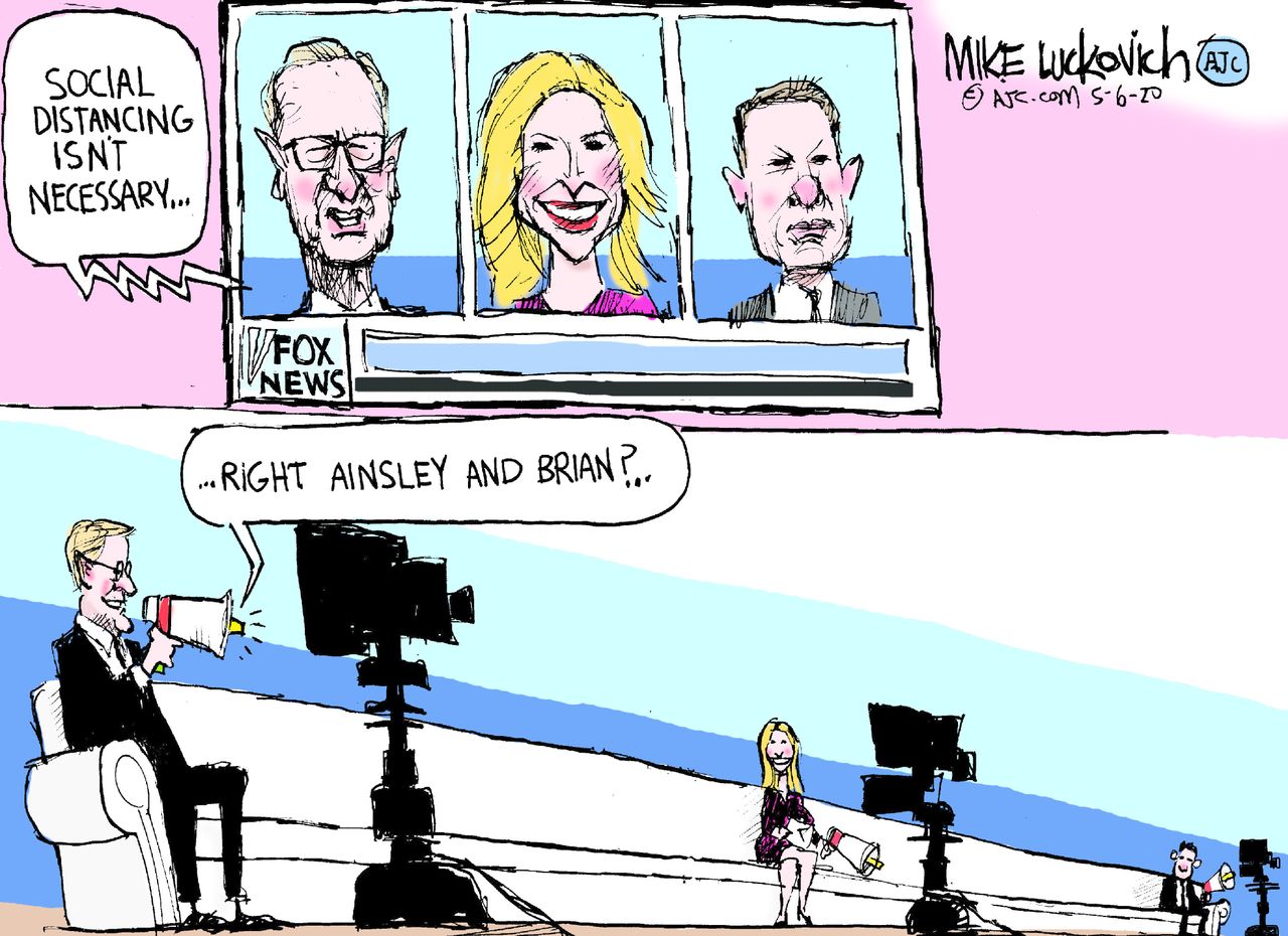 Editorial Cartoon U.S. Fox and Friends social distancing