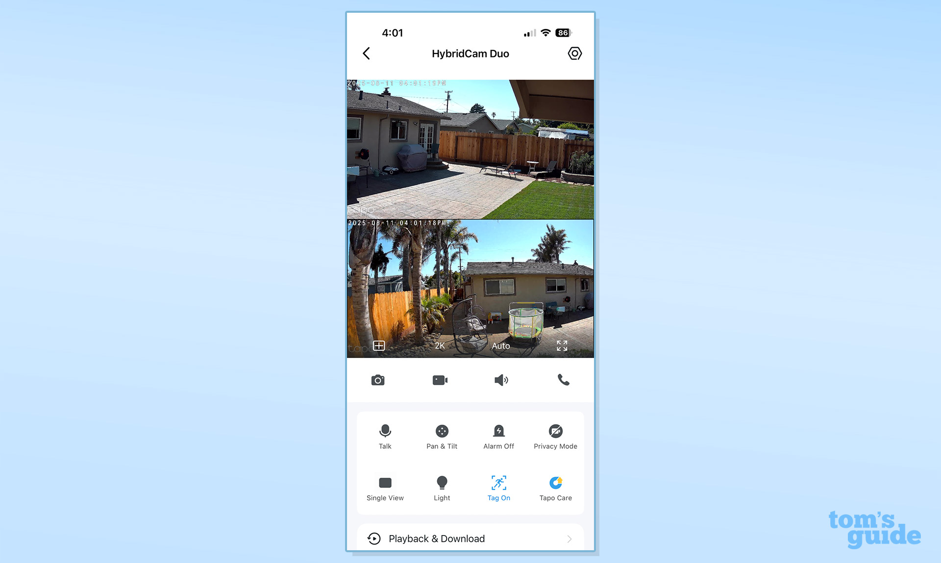 Screenshot of the TP-Link Tapo C246D HybridCam Duo app