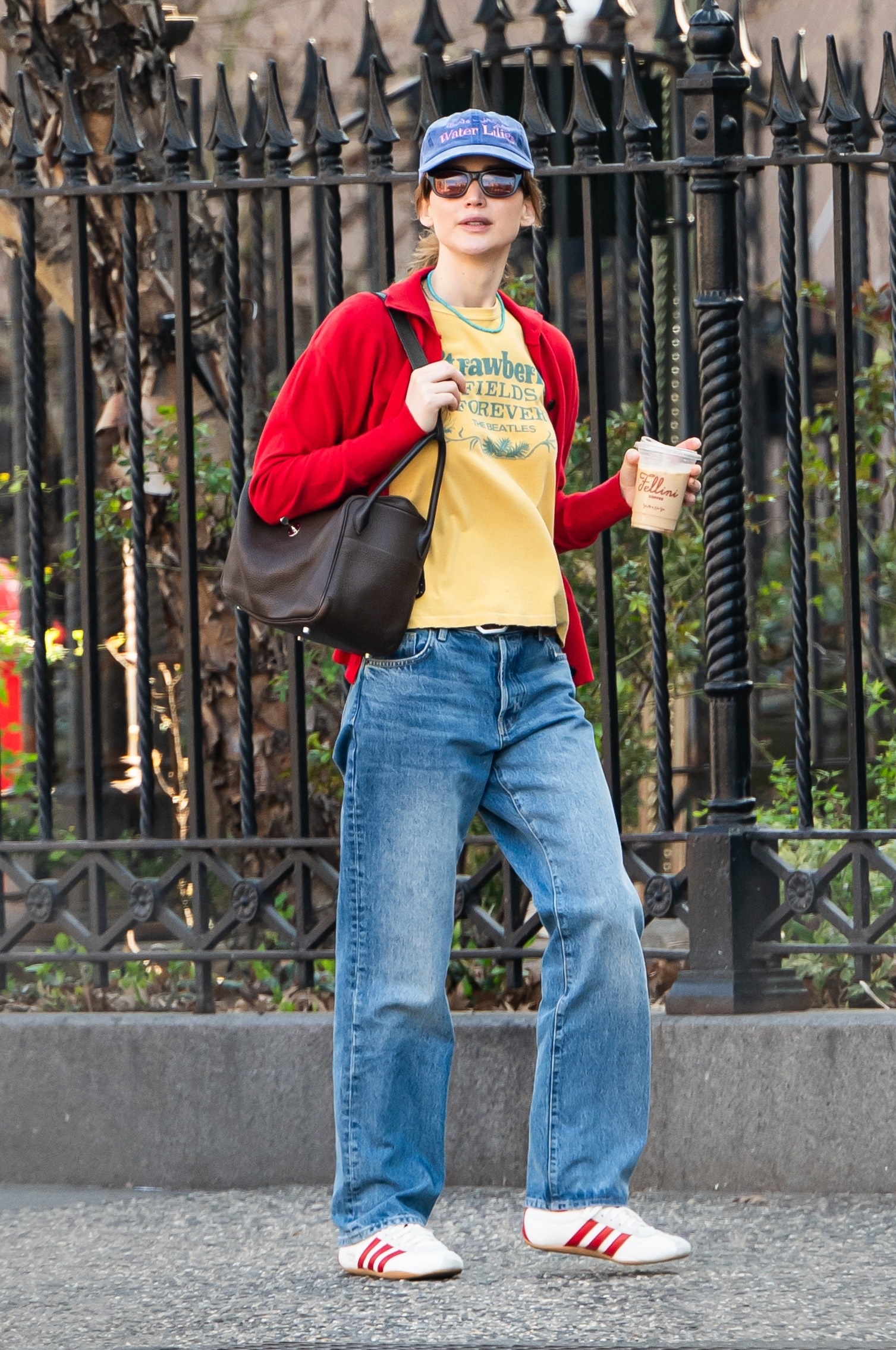 Jennifer Lawrence wearing adidas Tokyo trainers in New York City on 6 April, 2026