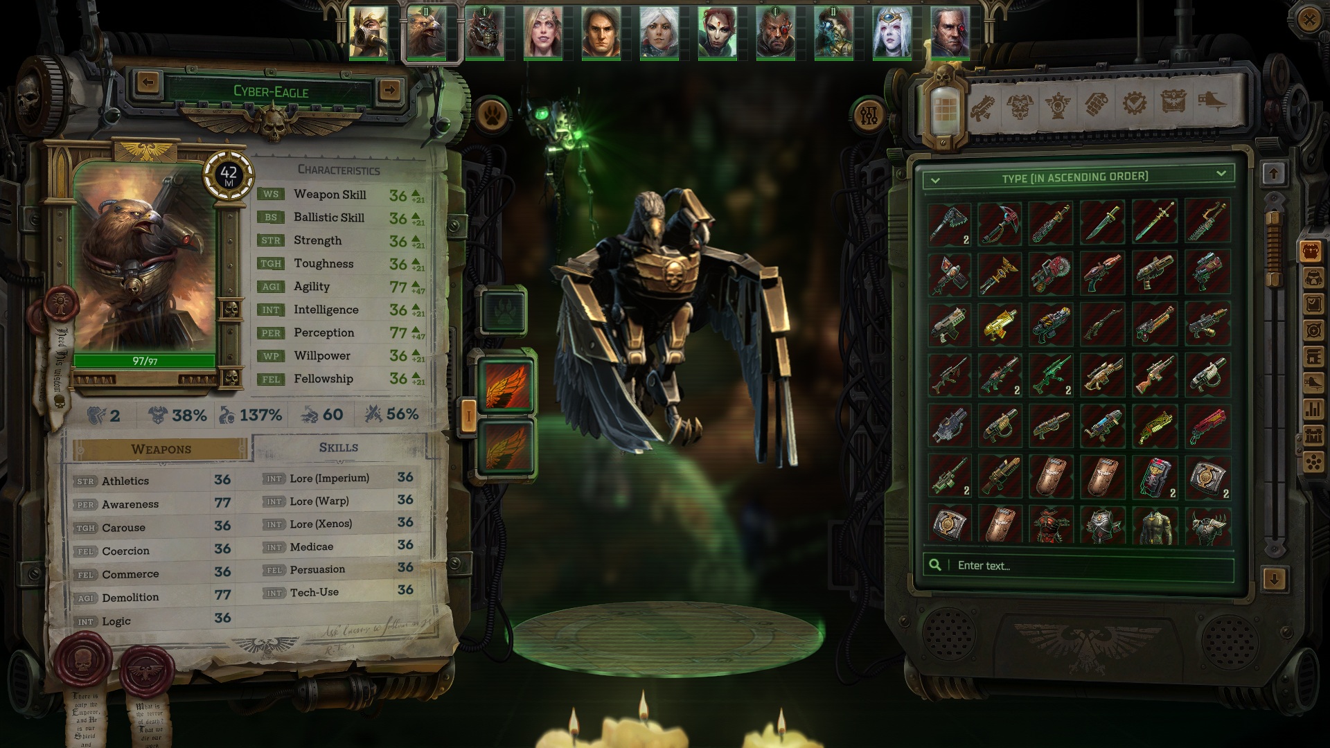 In-game screenshot of a Familiar in Warhammer 40,000: Rogue Trader