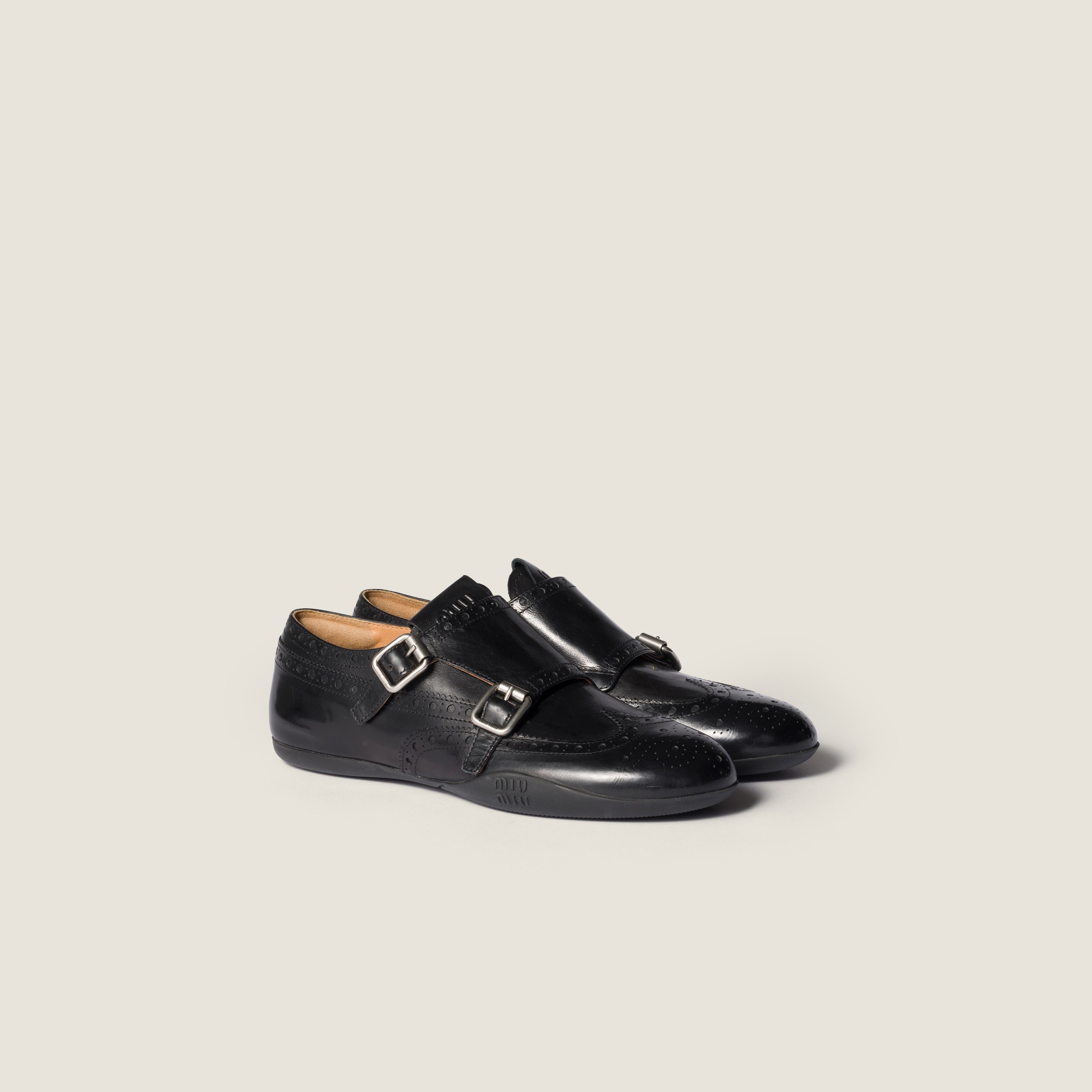 Calf Leather Brogue Shoe With Buckles