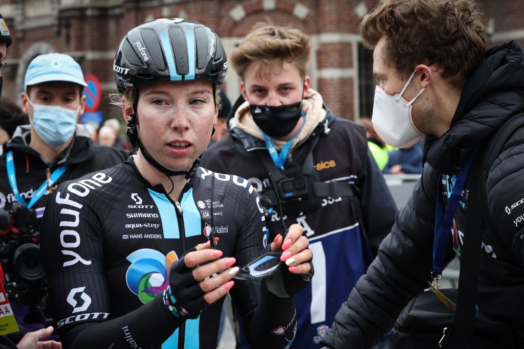 Dutch Lorena Wiebes of Team DSM celebrates after winning the womens race of the Scheldeprijs one day cycling event 1381km from and to Schoten on Wednesday 06 April 2022 BELGA PHOTO KURT DESPLENTER Photo by KURT DESPLENTER BELGA MAG Belga via AFP Photo by KURT DESPLENTERBELGA MAGAFP via Getty Images