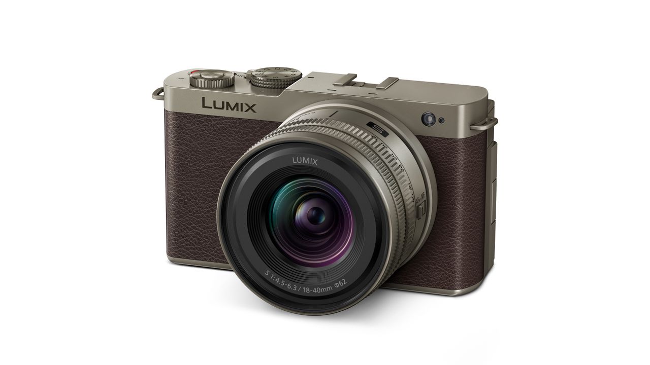 Panasonic Lumix S9 Titanium Gold against a white background