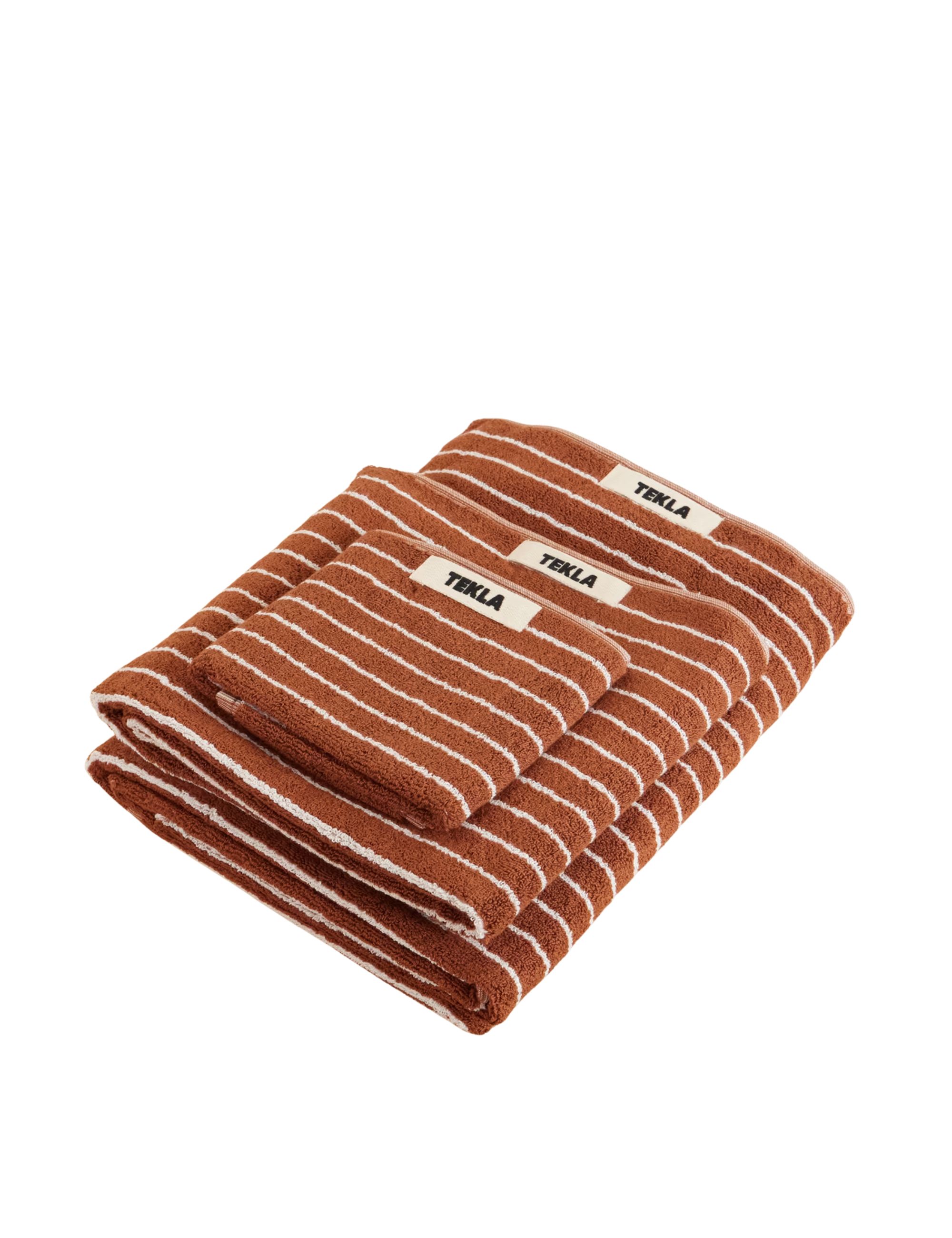 TEKLA, Set of three striped organic cotton-terry towels