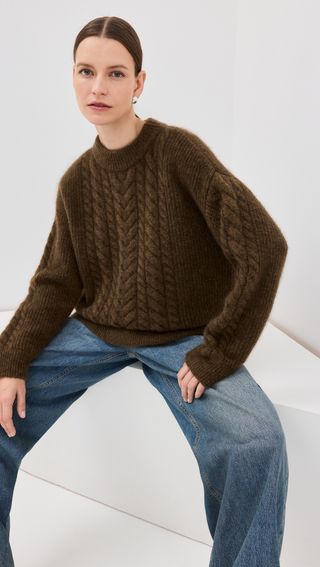 Strukturierter Herbstbrauner Anette-Pullover aus Mohair