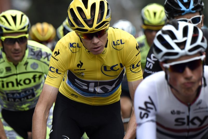 Chris Froome in the yellow jersey