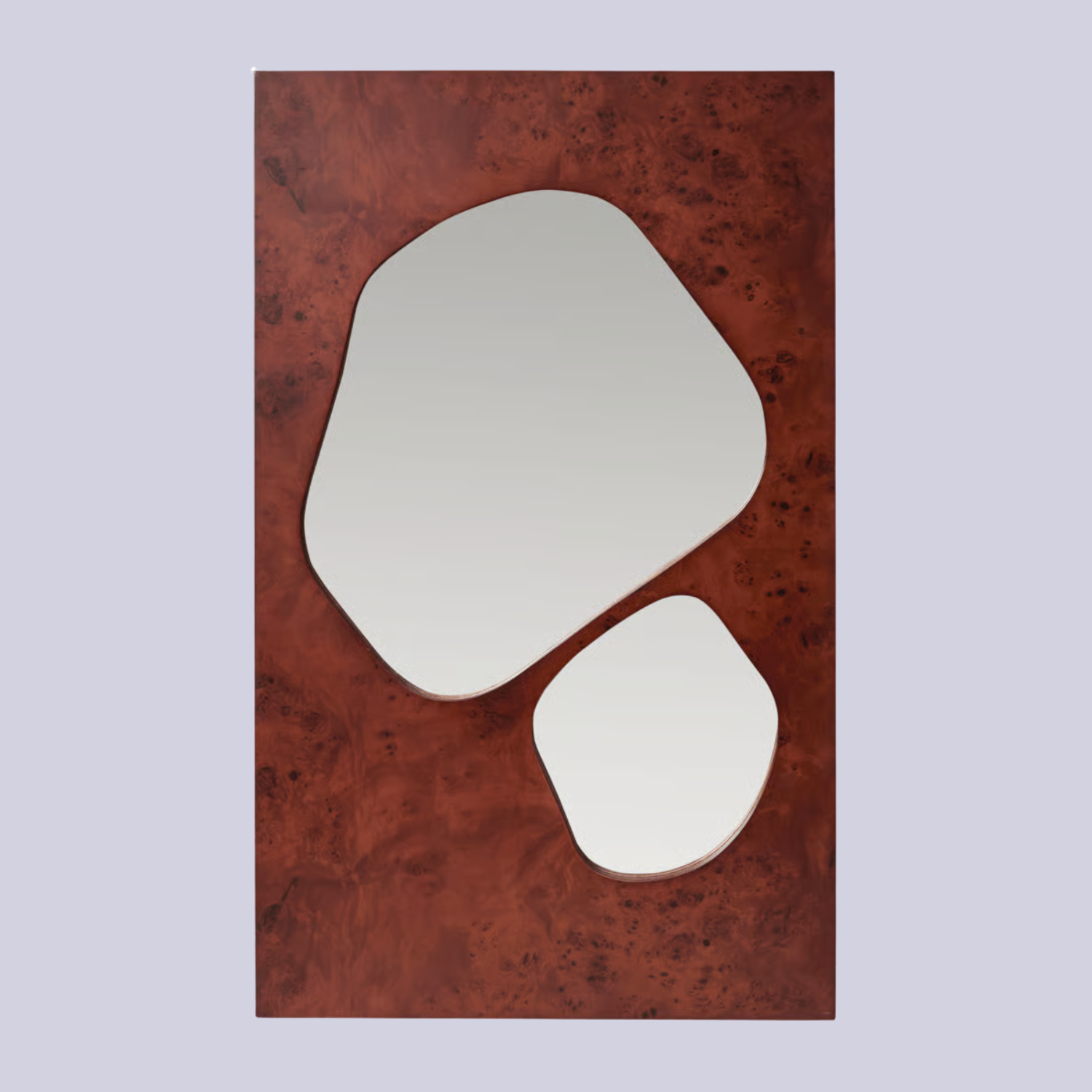 A dark burl wood mirror