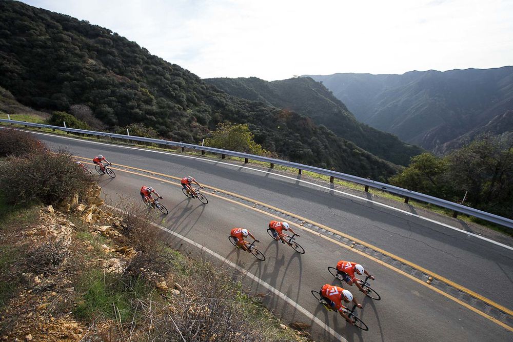 The Rally UHC riders train in the Malibu Hills of Southern California