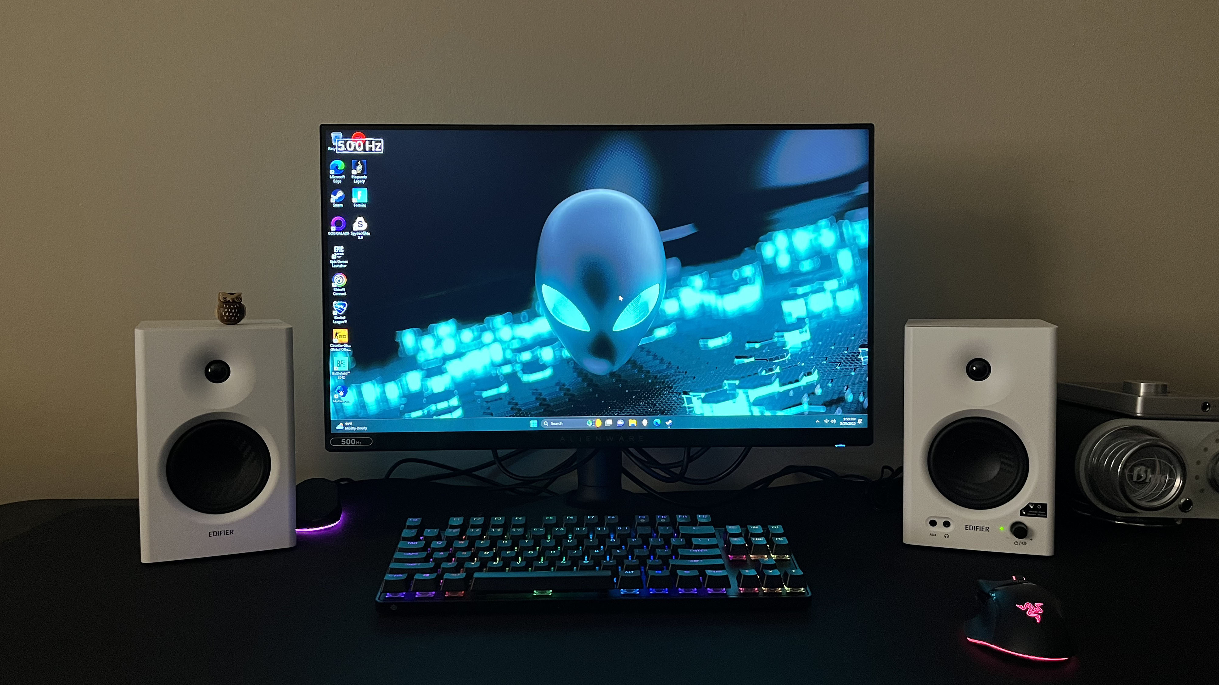 Alienware AW2524H 500Hz on a standing desk
