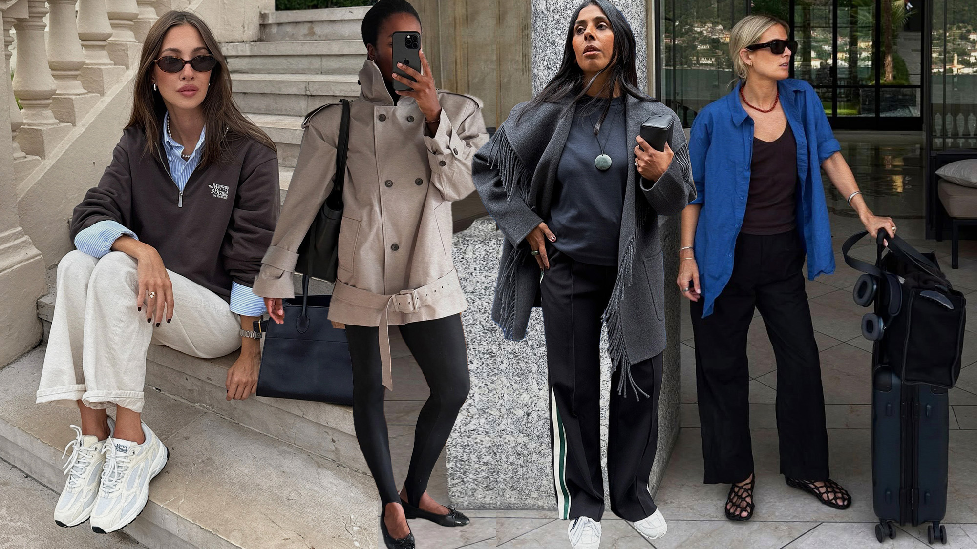 Influencers wearing travel outfits