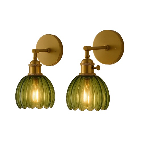 Wayfair, House of Hampton&amp;reg; Green Glass Wall Lamp
