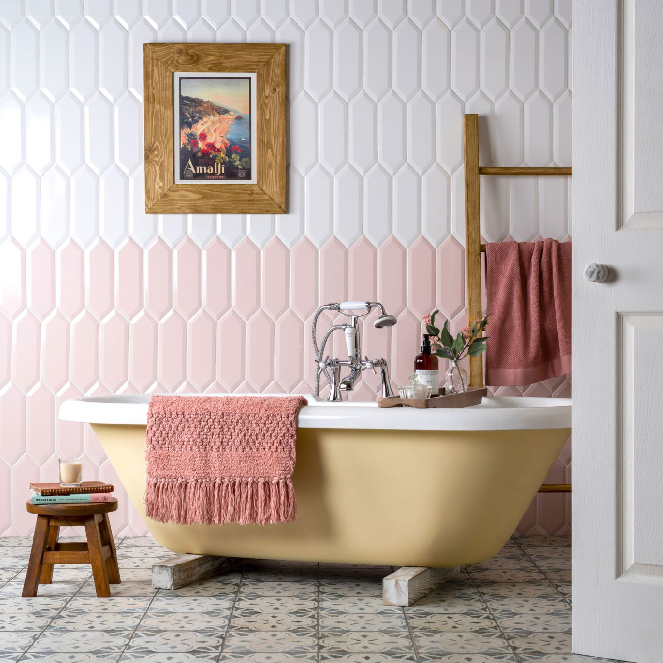 pink ceramic gloss bathroom tiles