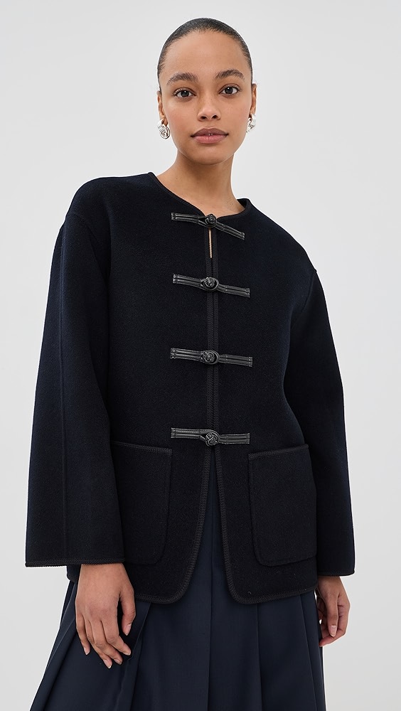 R&amp;oacute;he Mandarin Double-Faced Wool Jacket