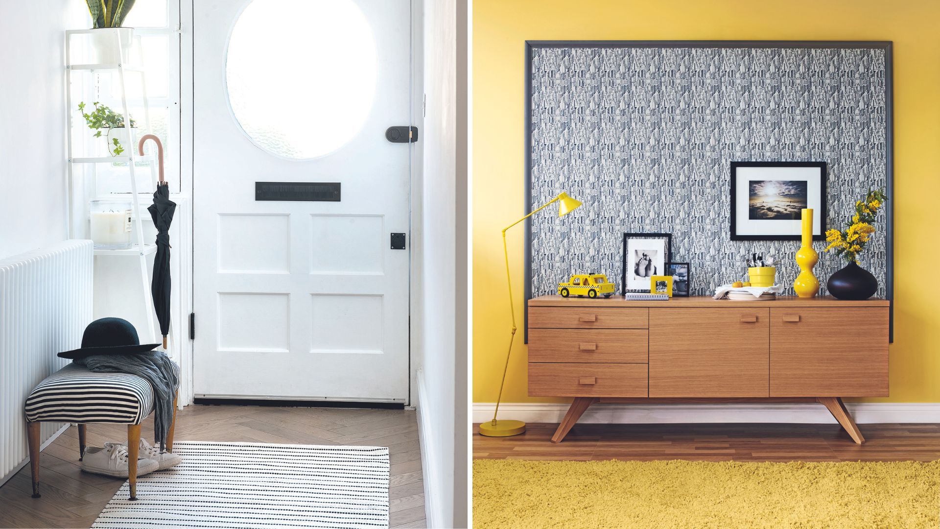 Compilation of busy ares of the home with rugs to show where to focus when cleaning to reduce dust