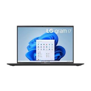 The LG Gram 17 floating on a transparent background.
