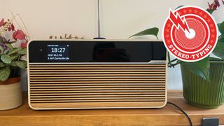 Ruark Audio R2 Mk4 radio on shelf with Stereo-typing logo