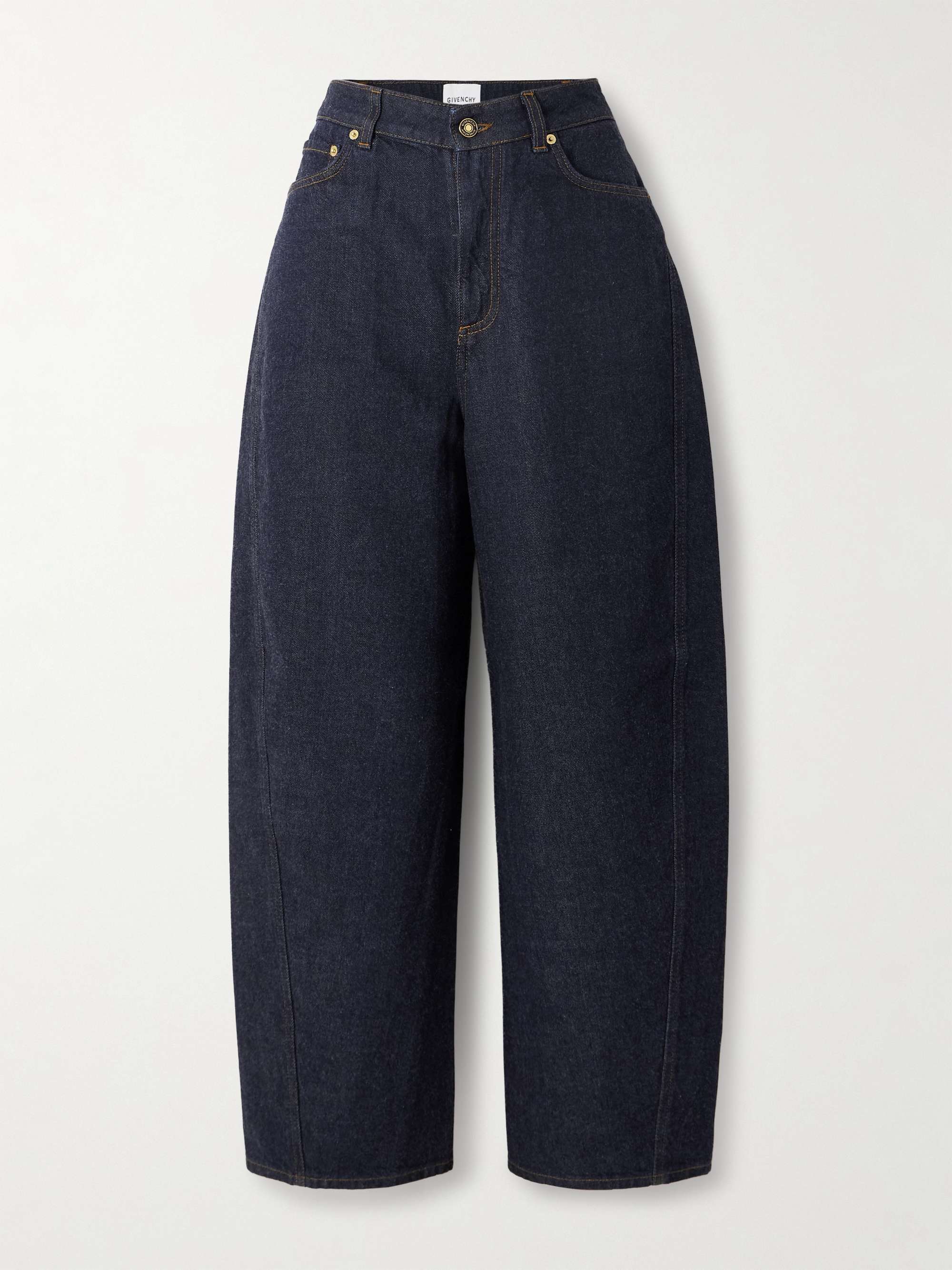 Cropped High-Rise Barrel-Leg Jeans
