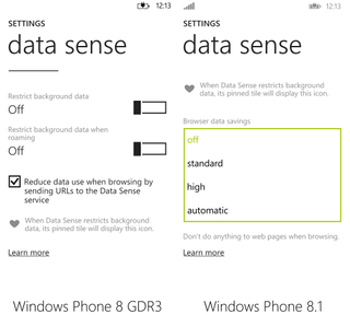 Data Sense Settings