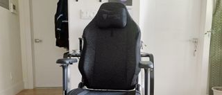 gray secretlab gaming chair in front of white wall