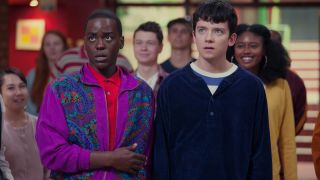 Ncuti Gatwa and Asa Butterfield in Sex Education on Netflix