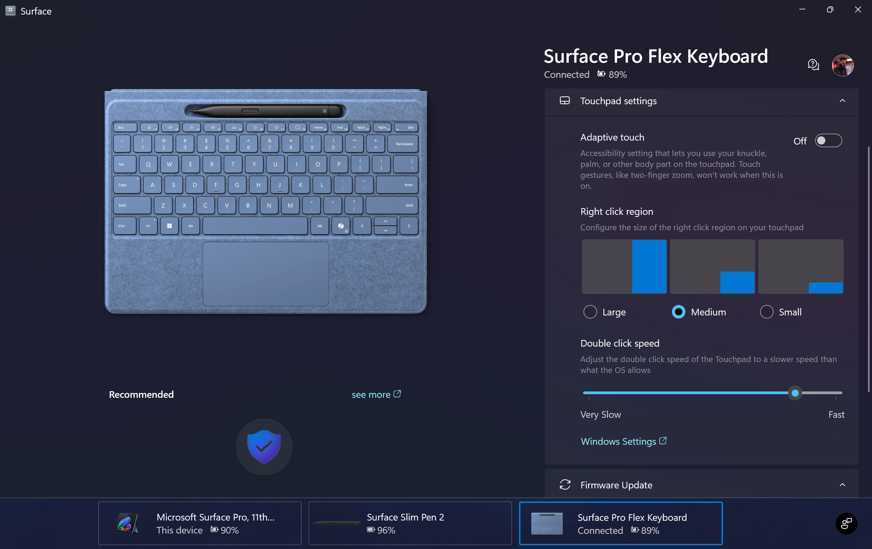 Surface Pro 11 lets you precisely configure the haptic touchpad