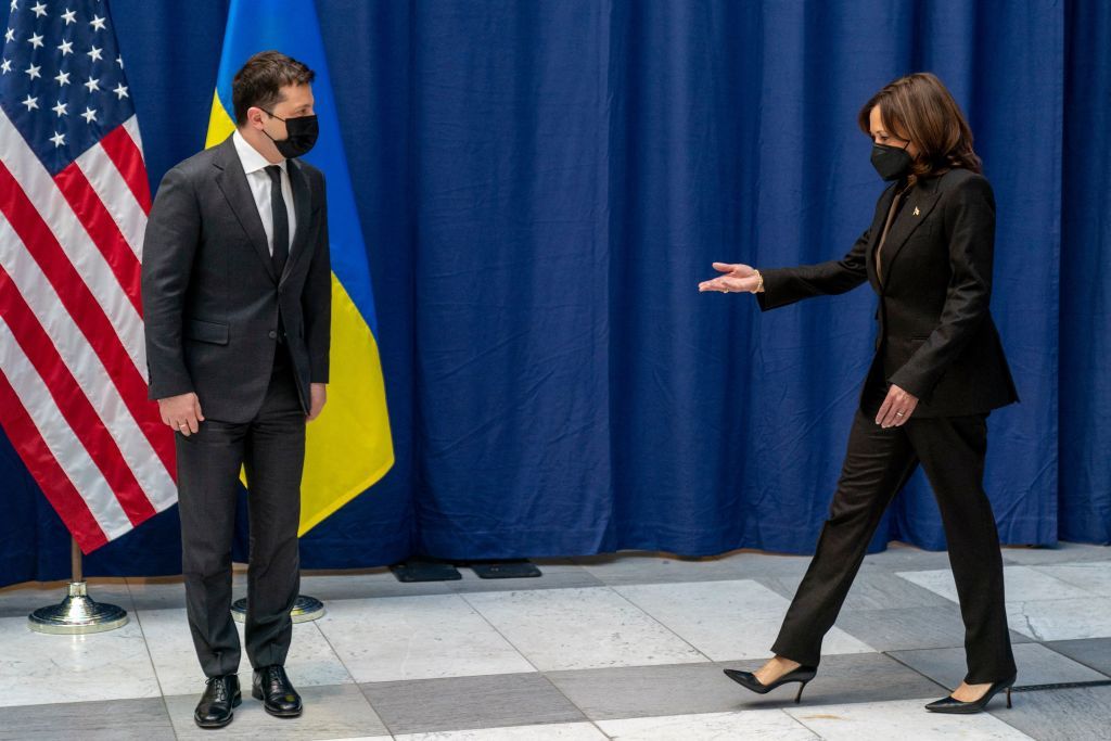 Kamala Harris and Volodymyr Zelensky