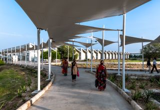 Exterior canopies at Secure Sanand factory by Studio Saar