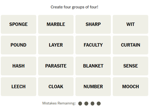 The New York Times Connections puzzle on March 6, 2026