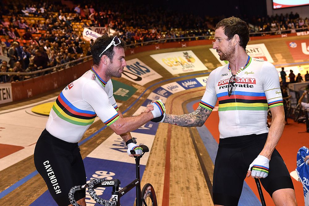 Mark Cavendish and Bradley Wiggins on day 4 of the Gent Six Day
