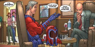Magneto and Xavier play chess