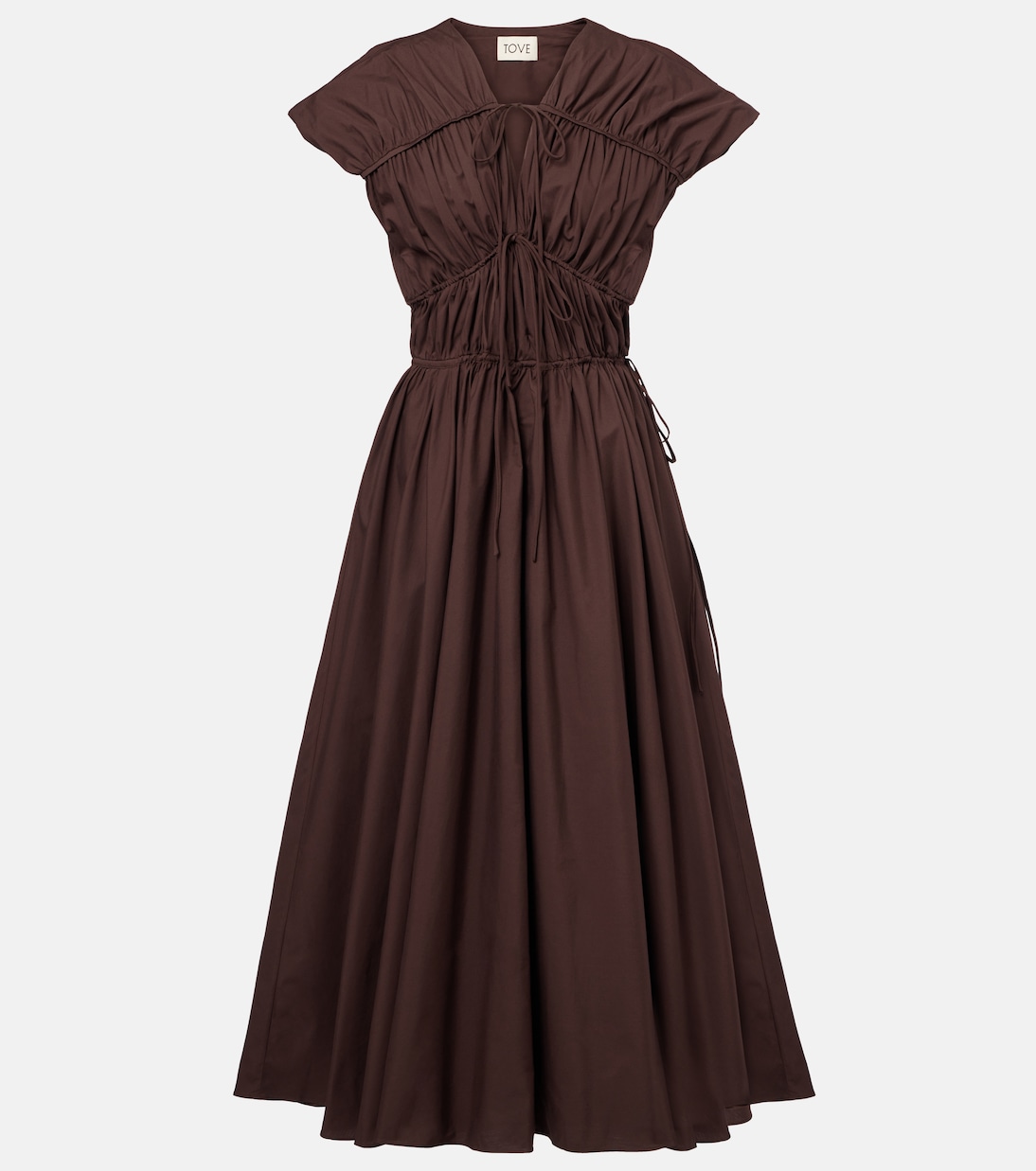 Ceres Gathered Cotton Midi Dress