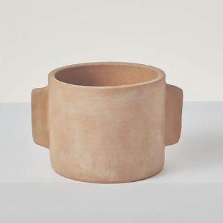 Terracotta planter pot with small square handles