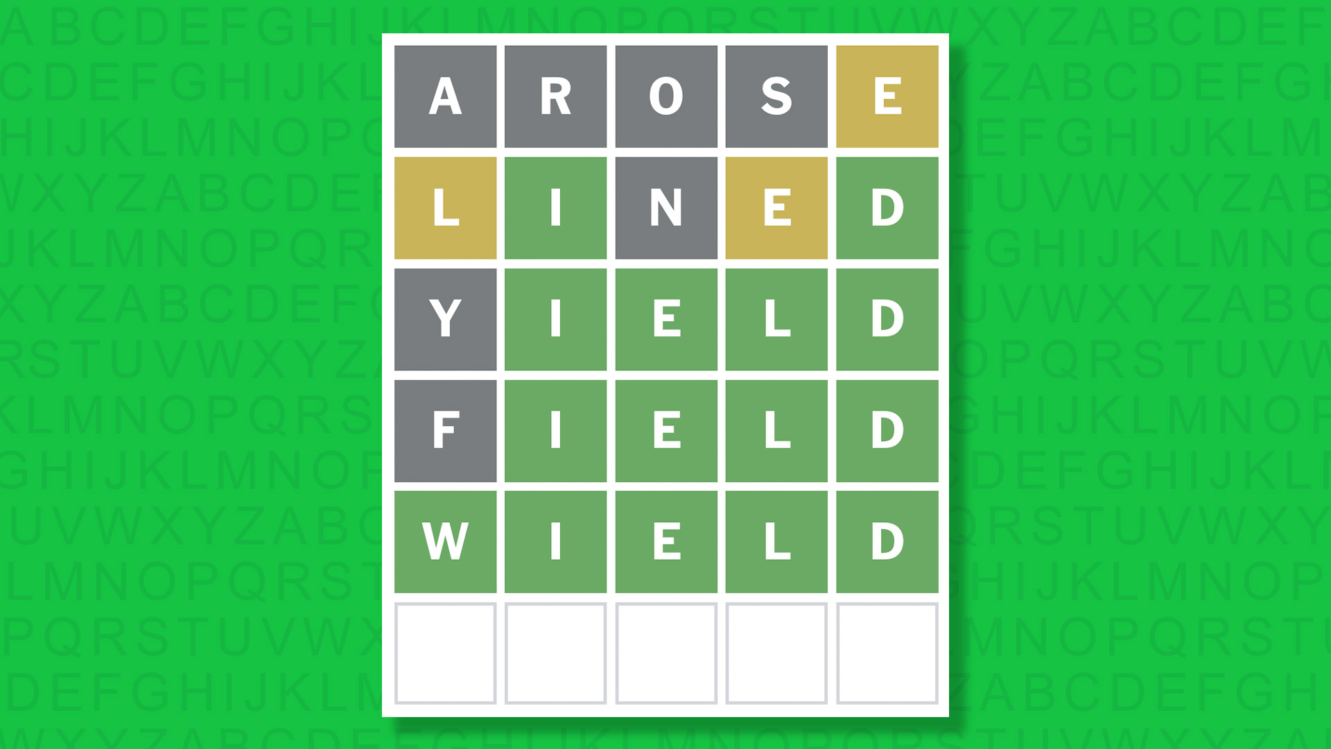 Ответ NYT Wordle для игры 1611 на зеленом фоне