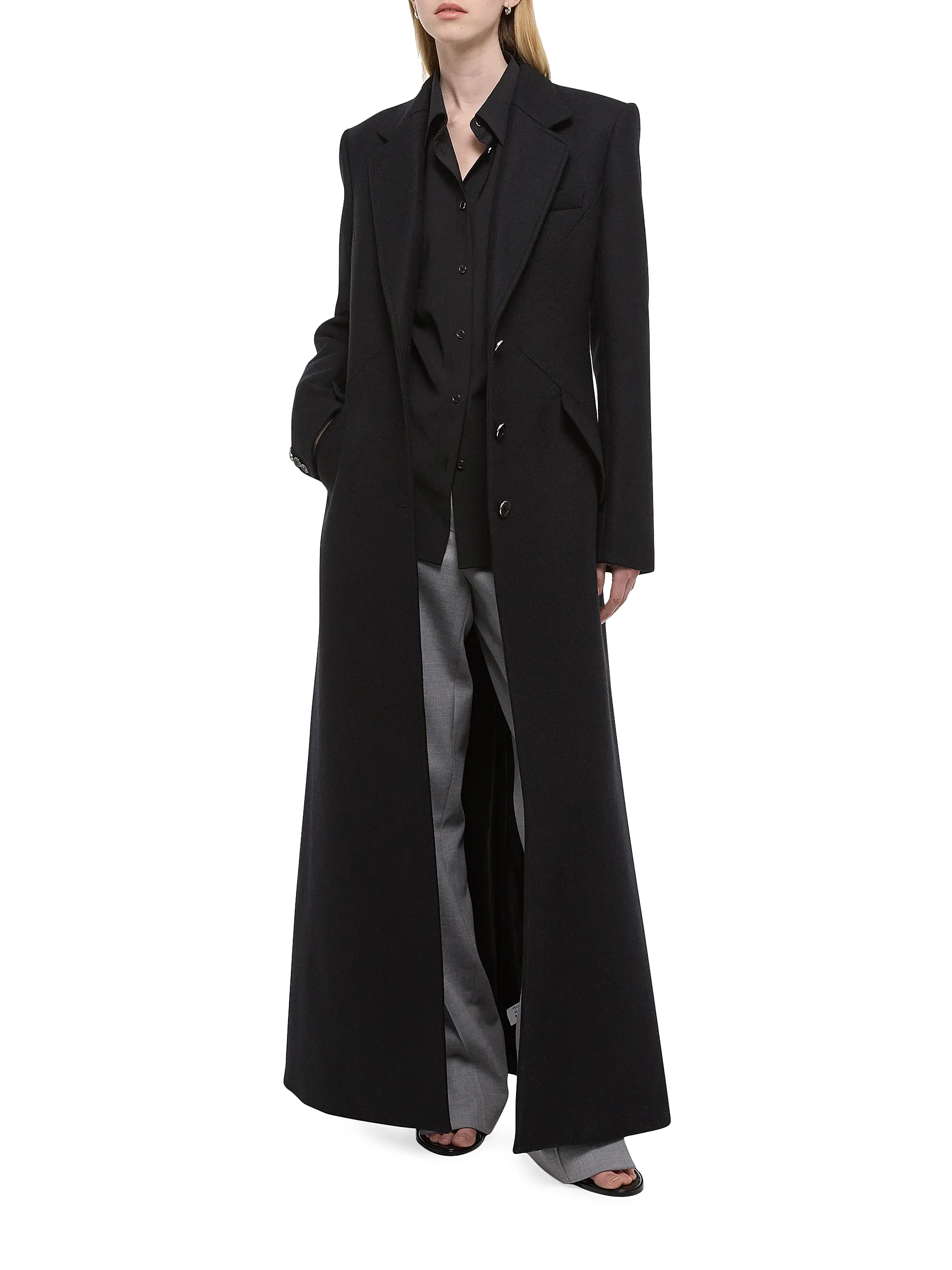 Relaxed Fit Wool Blend Coat