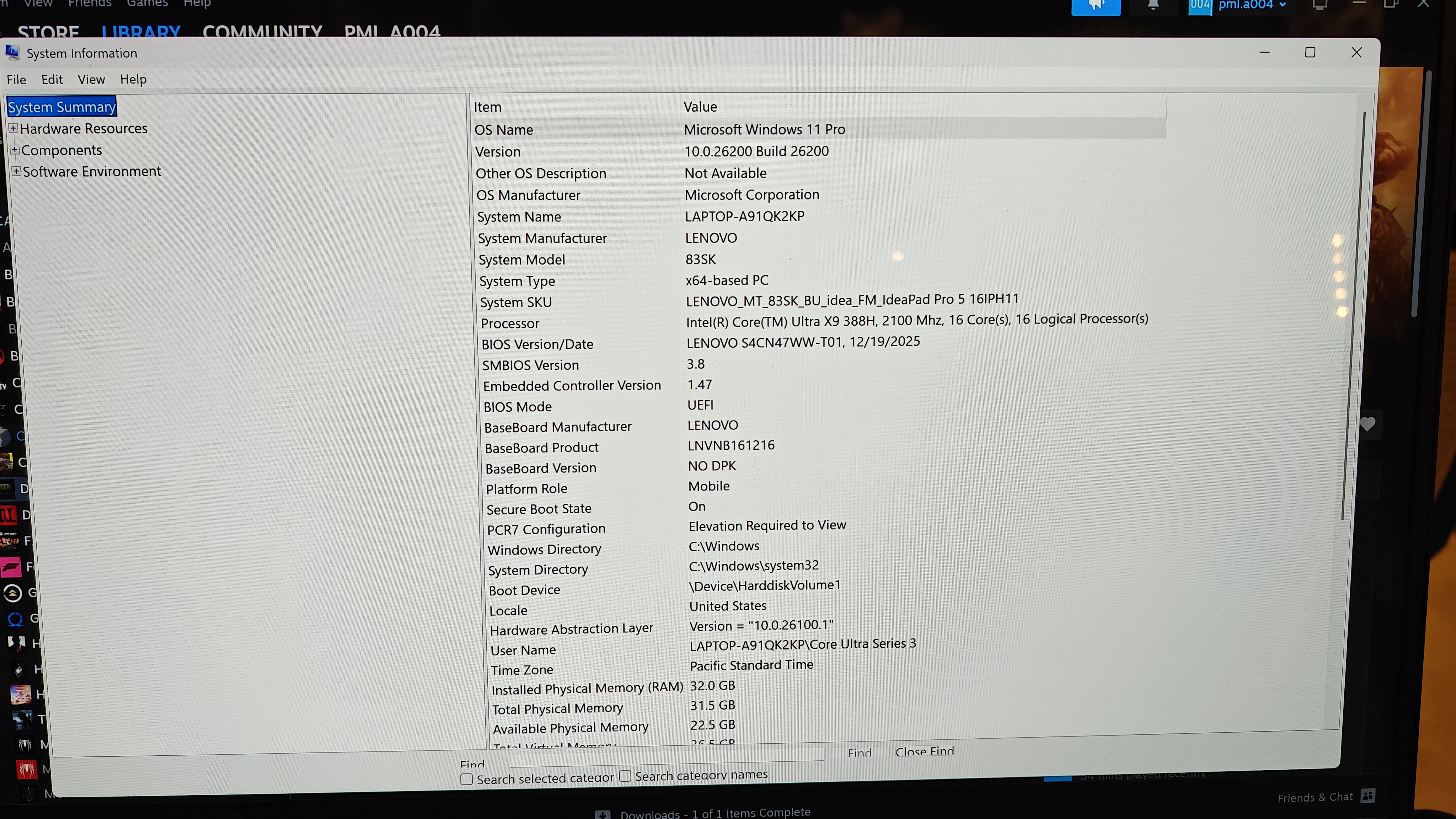 Specifications for Panther Lake test system.