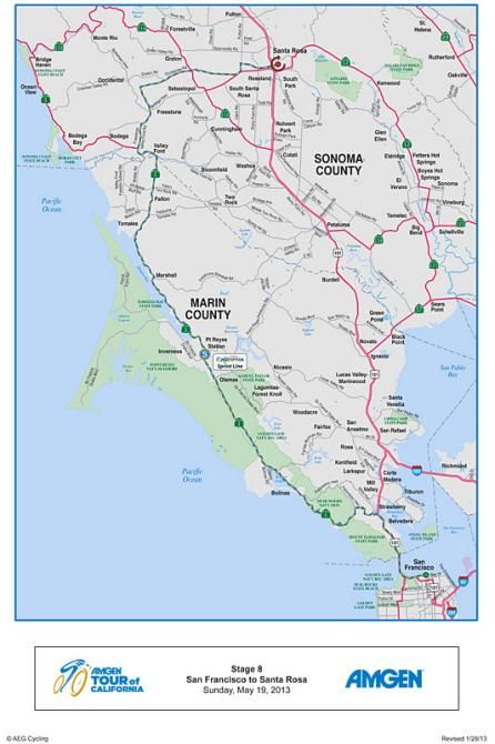 2013 Amgen Tour of California - Stage 8 map