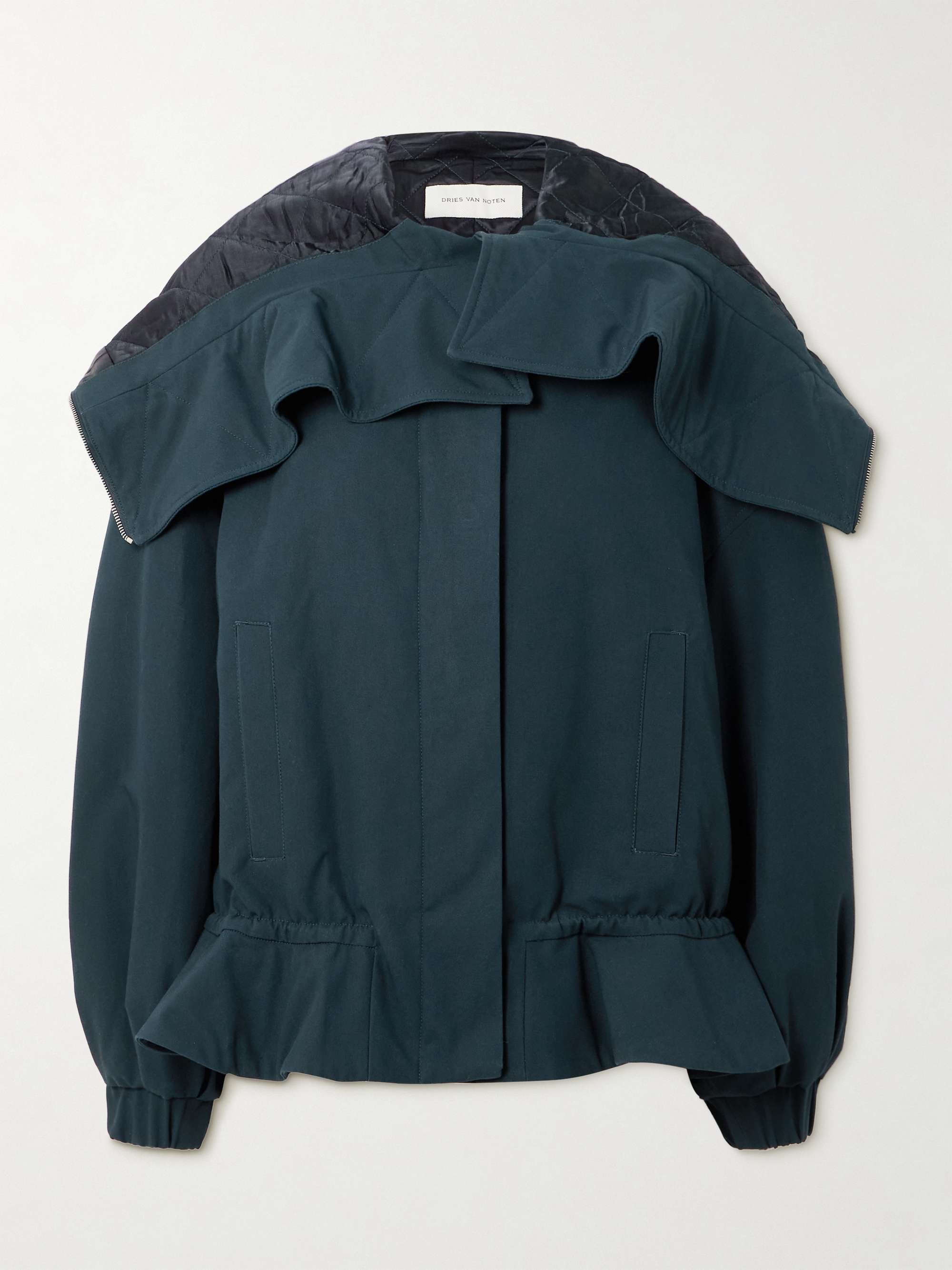 Oversized Cropped Quilted Shell-Trimmed Cotton-Canvas Bomber Jacket