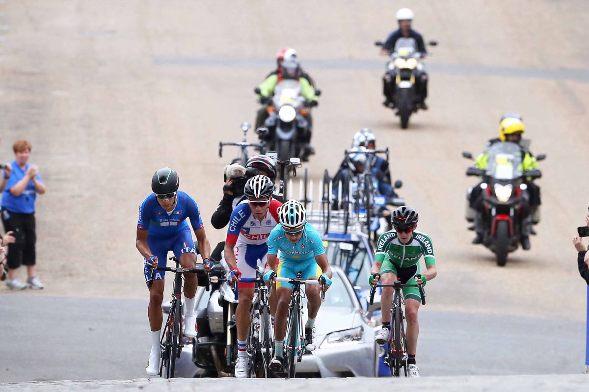 Davide Martinelli (Italy), Oleg Zemlyakov (Kazakhstann), Eddie Dunbar (Ireland) and Jose Luis Rodriguez (Chile)