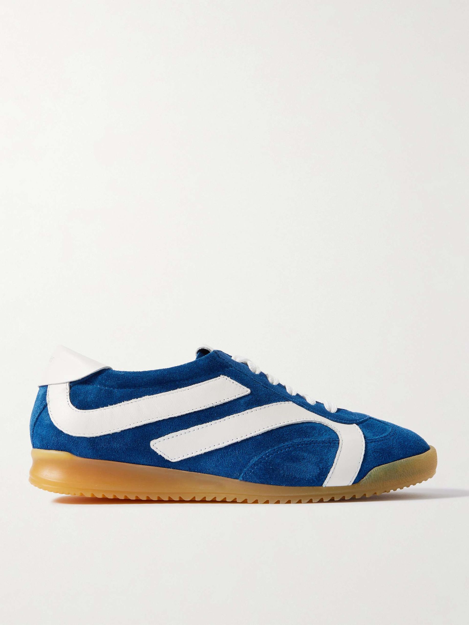 Track Leather-Trimmed Suede Sneakers