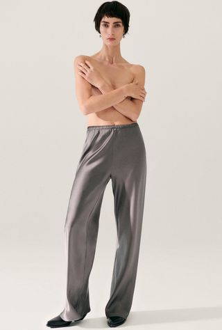 Bias Cut Pants Grey Pearl