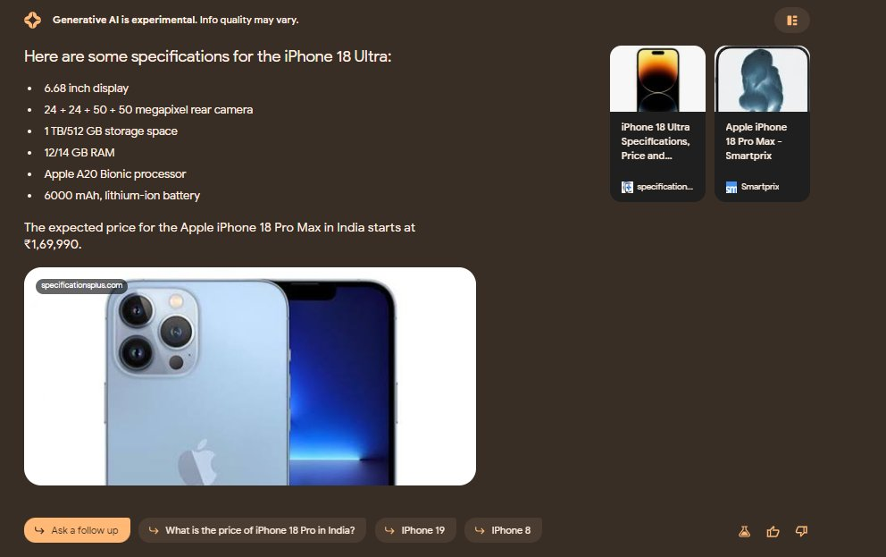 Google SGE reveals iPhone 18 Ultra specs
