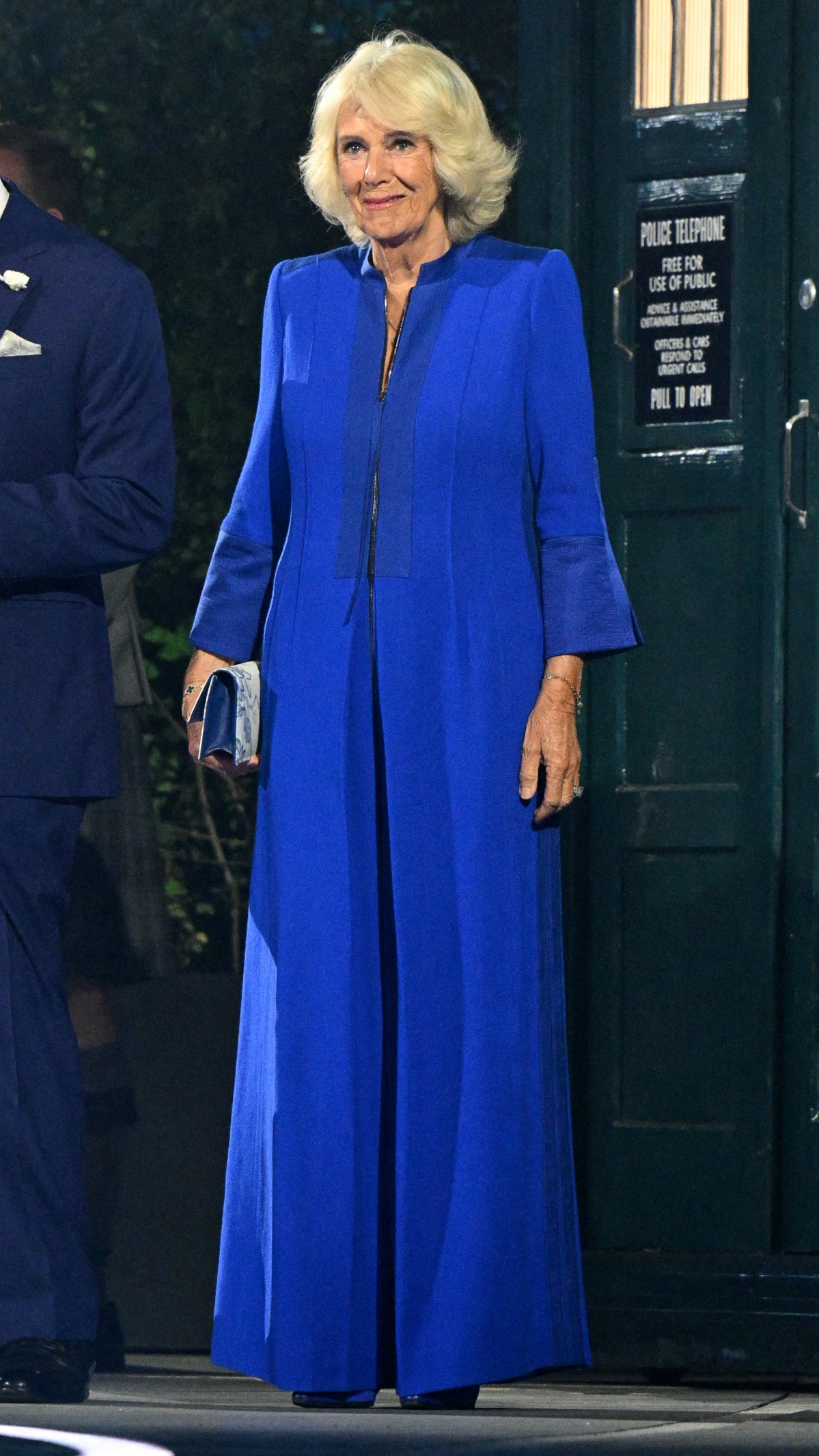 Queen Camilla reacts after departing a TARDIS during the opening ceremony of the 23rd Commonwealth Games on July 23, 2026