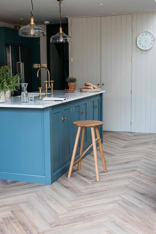 eco flooring in a kitchen made from wood effect vinyl