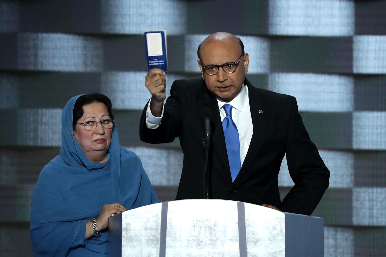 Khizr Khan and Ghazala Khan speak at the DNC