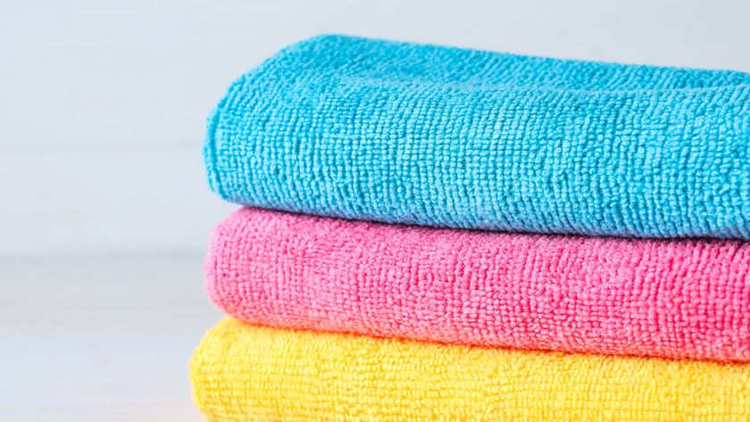 A pile of three microfiber cloths